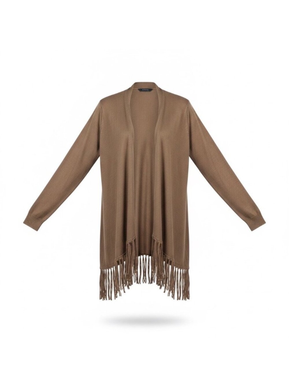 Chelsea & Theodore Womens Acorn Husk Rayon Fringe Cardigan Size L